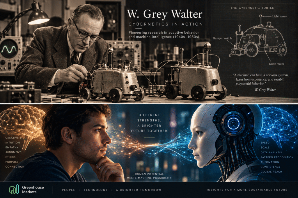 W Grey Walter cybernetic turtle robots and early artificial intelligence research
